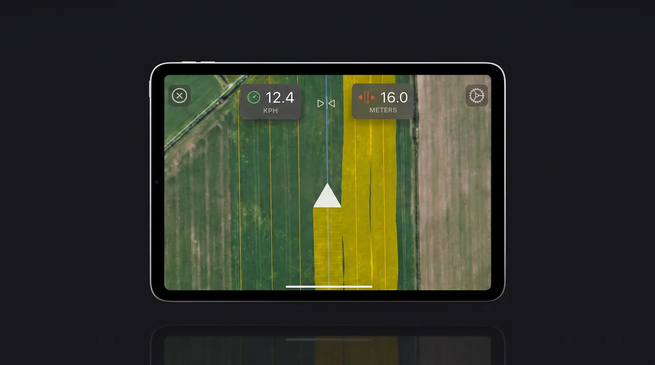The Tractor GPS map running on an iPad